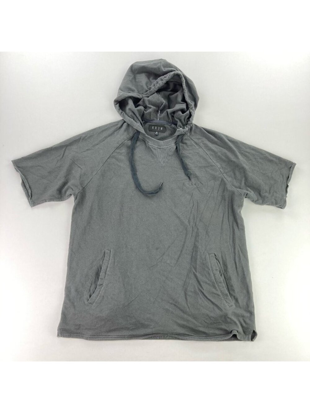 Krew Men’s Pullover Sweatshirt Hoodie Short Sleeve Gray • Medium